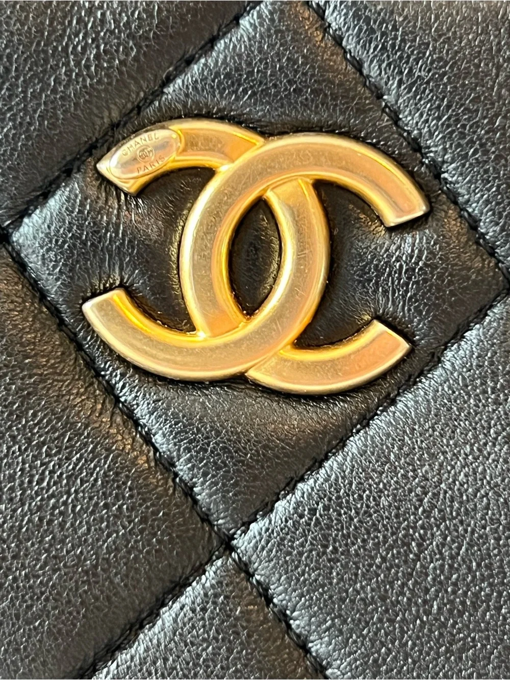 CHANEL Black Quilted Shoulder Hobo with Gold Chain and CC Emblem